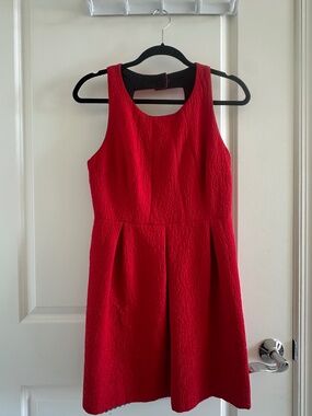 Red fit and flare winter party dress